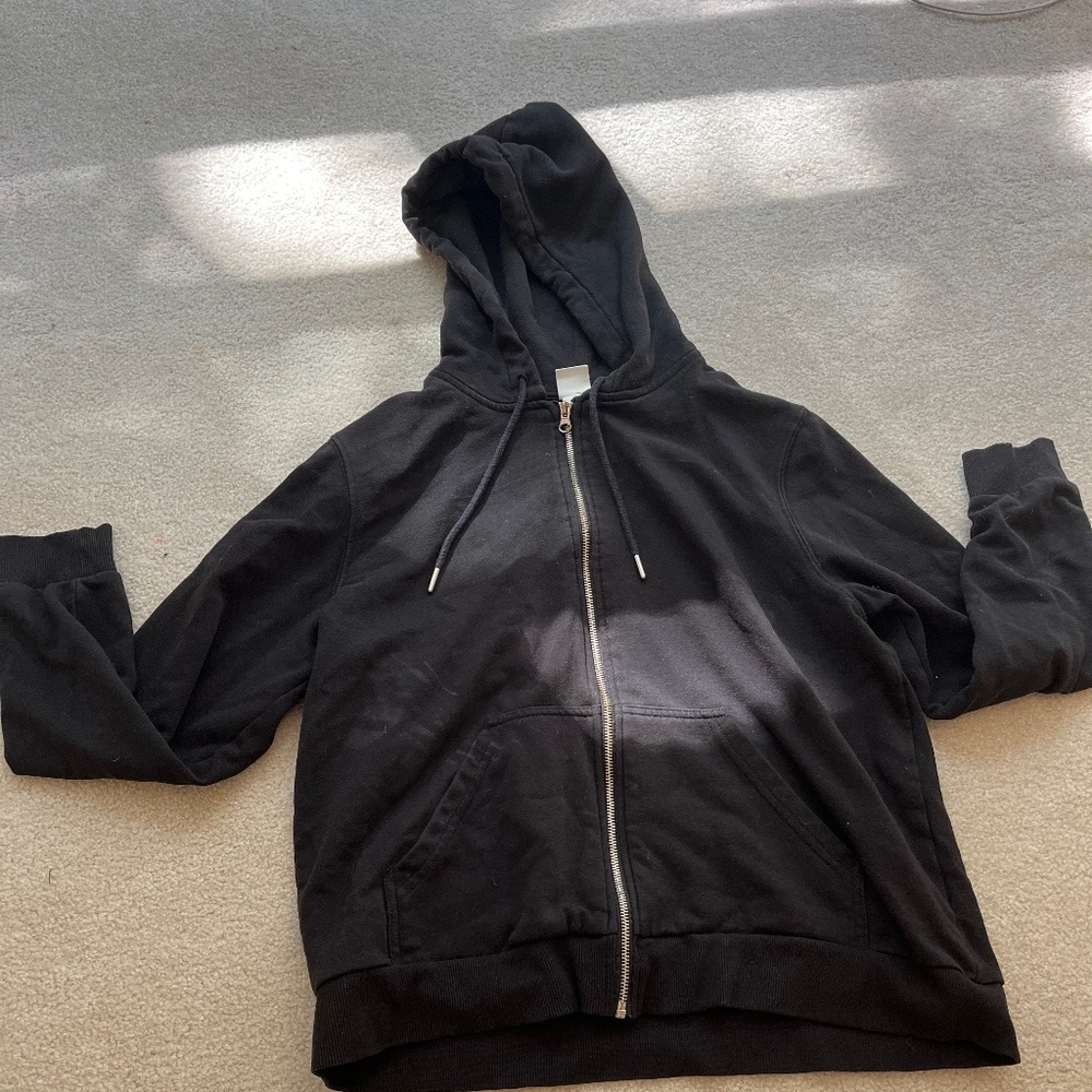 H&M black zip up hoodie size large